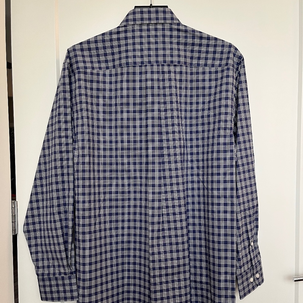 NWT Jos. A. Banks Medium Blue and Red Striped Long Sleeve Button Down